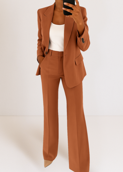 Women's Tailored Two-Piece Pantsuit Set with Blazer and Trousers
