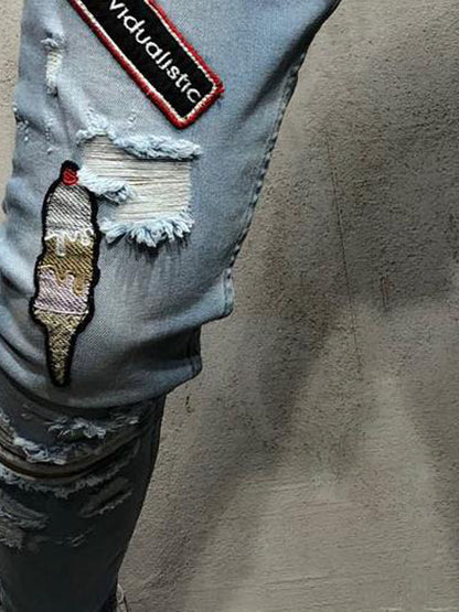 Men's Casual Slim-Fit Pencil Jeans - Low Waist Retro Style