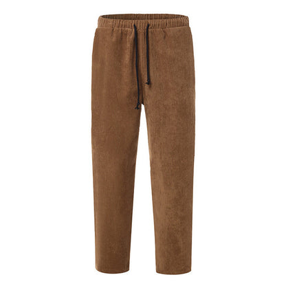 Men's Loose Fit Corduroy Trousers Casual Ankle Length Relaxed Style