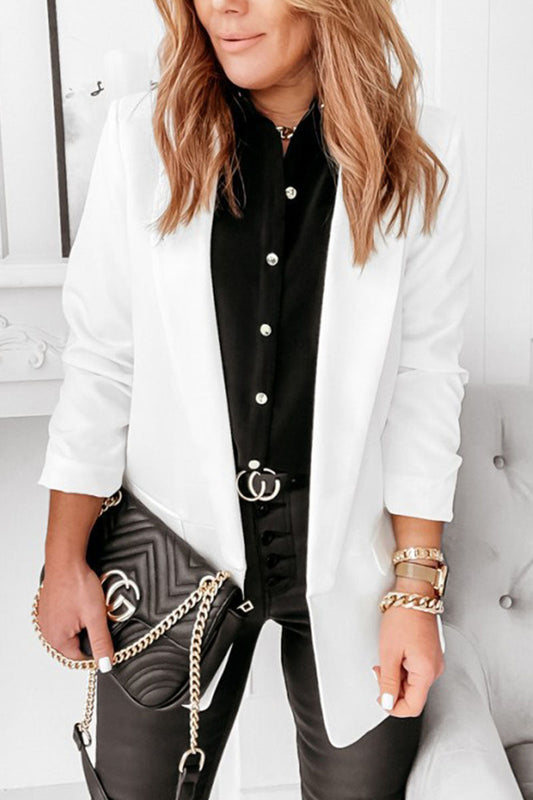 Women’s Wrap Collar Blazer with Tailored Fit and Long Sleeves