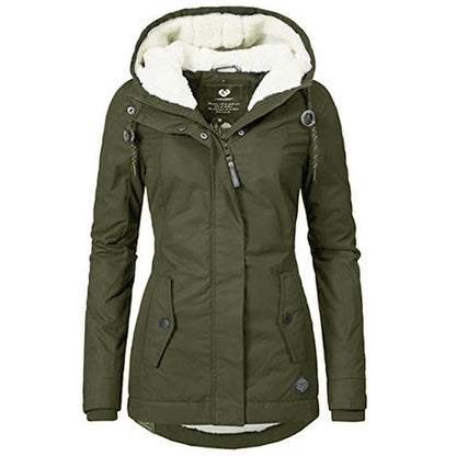 Women's Waterproof Rain Jacket with Hood and Extended Back Hem