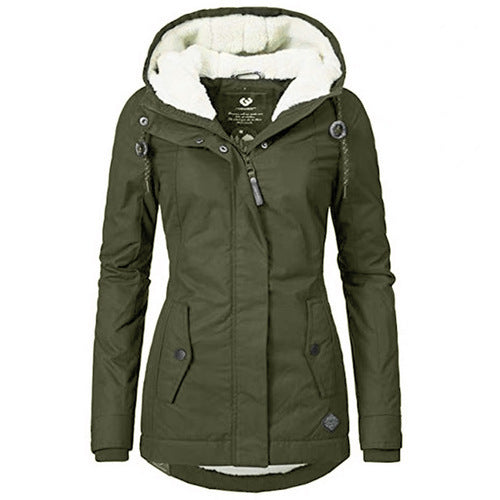 Women's Waterproof Rain Jacket with Hood and Extended Back Hem