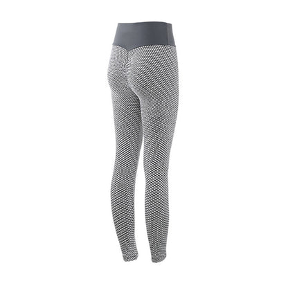 Women’s Seamless Plaid Yoga Leggings – High Waist Breathable Fitness Pants with Lycra Stretch