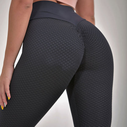 Women’s Seamless Plaid Yoga Leggings – High Waist Breathable Fitness Pants with Lycra Stretch