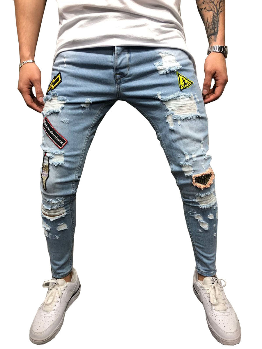 Men's Casual Slim-Fit Pencil Jeans - Low Waist Retro Style