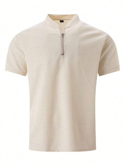 Men’s Two Piece Zip Neck Top and Drawstring Pants Set with Tapered Fit