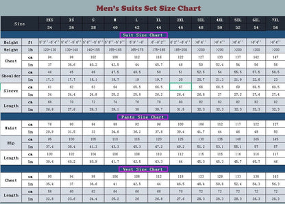 Men's Slim Fit Three Piece Suit with Blazer Vest and Trousers