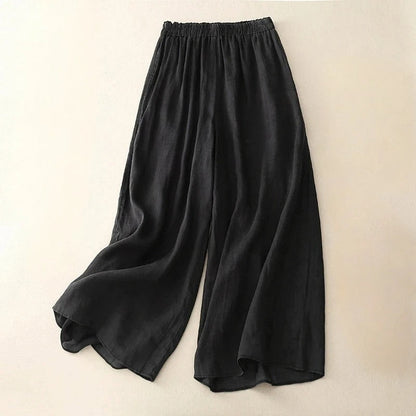 Women's Wide Leg Elastic Waist Pants with Relaxed Fit and Full Length