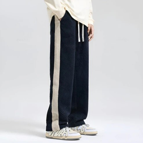 Men's Loose Fit Joggers Wide Leg Sweatpants with Side Stripe Design