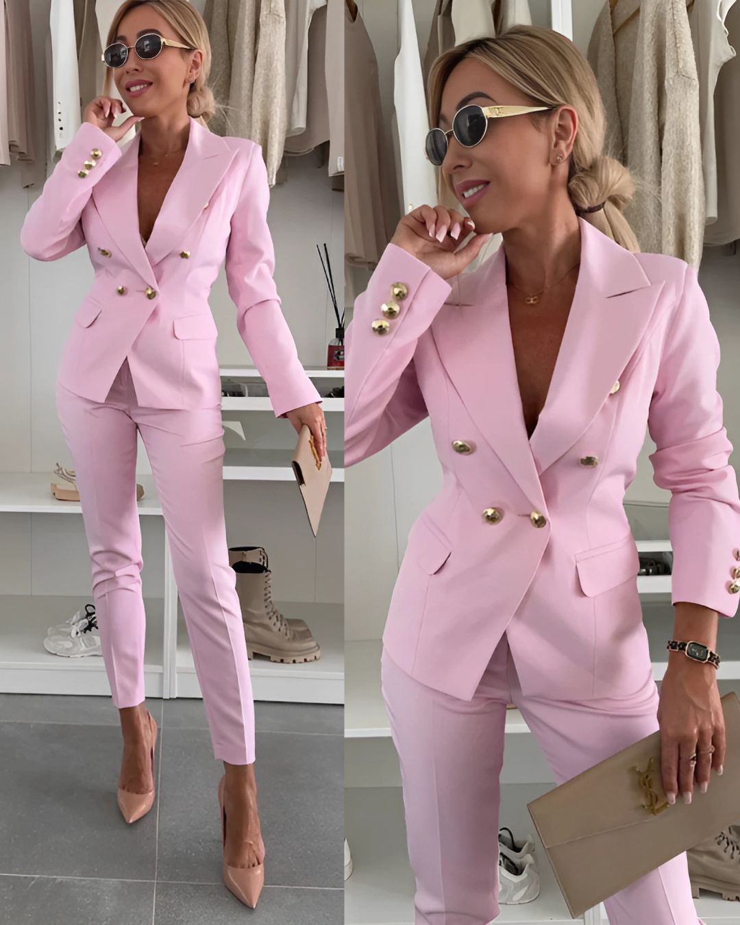 Women's Sophisticated Double-Breasted Suit with Tailored Fit