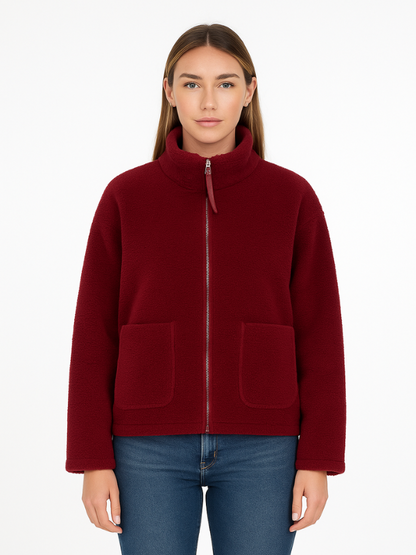 Women's Oversized Zip-Up Winter Jacket with High Collar Design