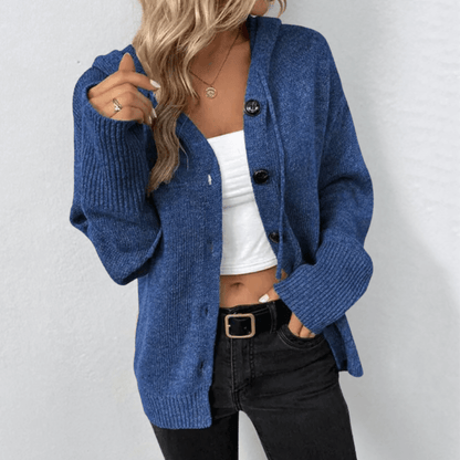 Women's Cozy Button-Up Knit Cardigan with Relaxed Fit