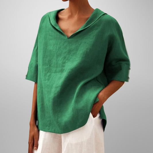 Women's V-Neck Blouse with Relaxed Fit