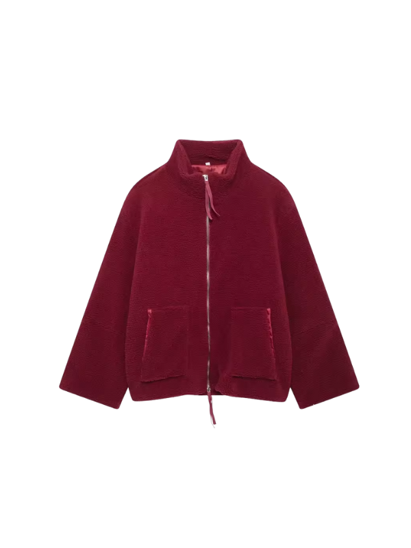 Women's Oversized Zip-Up Winter Jacket with High Collar Design
