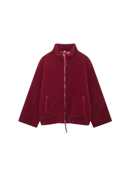 Women's Oversized Zip-Up Winter Jacket with High Collar Design