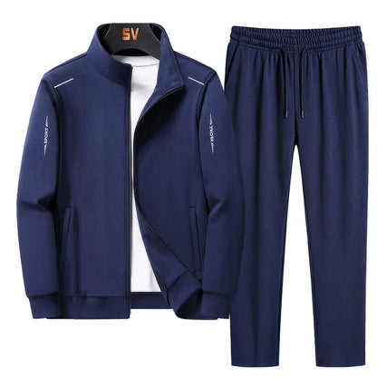Men's Zip Up Two Piece Tracksuit Set with Jogger Pants and Athletic Jacket