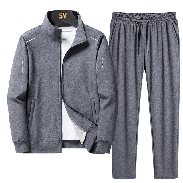 Men's Zip Up Two Piece Tracksuit Set with Jogger Pants and Athletic Jacket