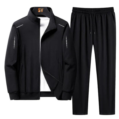 Men's Zip Up Two Piece Tracksuit Set with Jogger Pants and Athletic Jacket