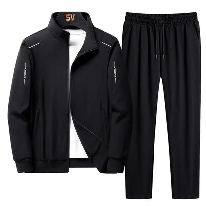 Men's Zip Up Two Piece Tracksuit Set with Jogger Pants and Athletic Jacket