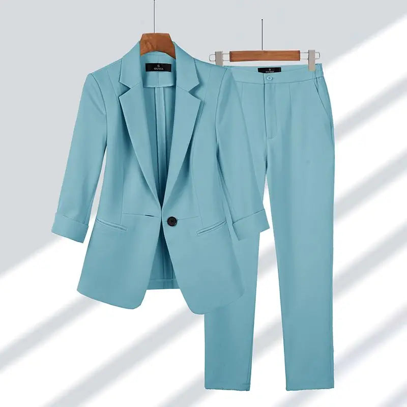 Women's Tailored Two-Piece Business Suit Set with Blazer and Pants