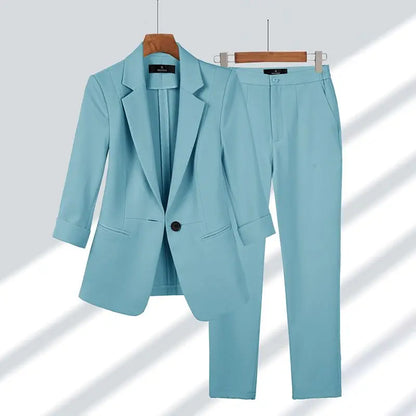 Women's Tailored Two-Piece Business Suit Set with Blazer and Pants