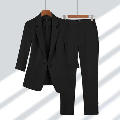 Women's Tailored Two-Piece Business Suit Set with Blazer and Pants