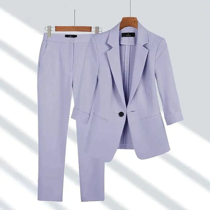 Women's Tailored Two-Piece Business Suit Set with Blazer and Pants