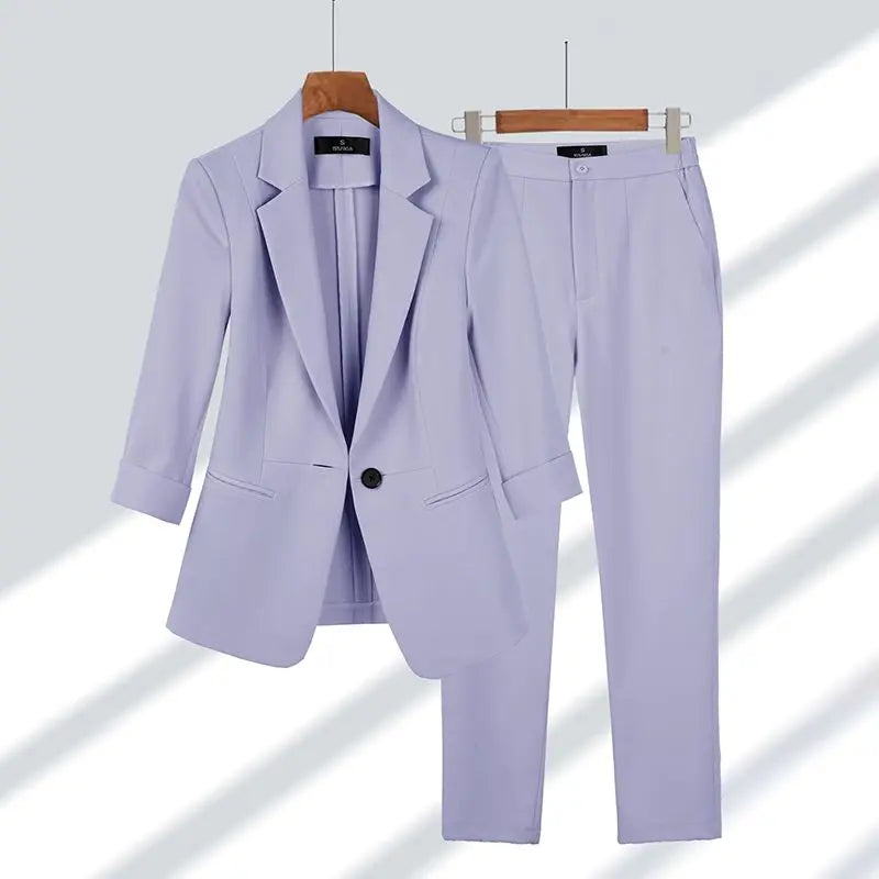 Women's Tailored Two-Piece Business Suit Set with Blazer and Pants