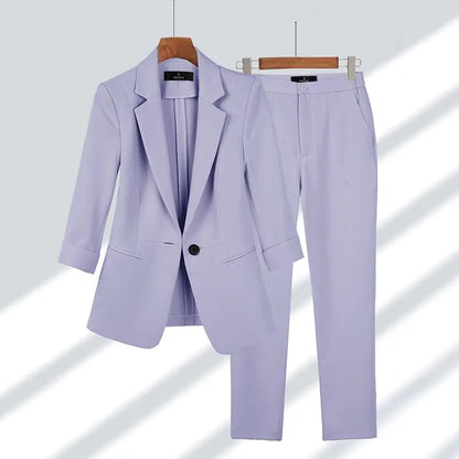 Women's Tailored Two-Piece Business Suit Set with Blazer and Pants
