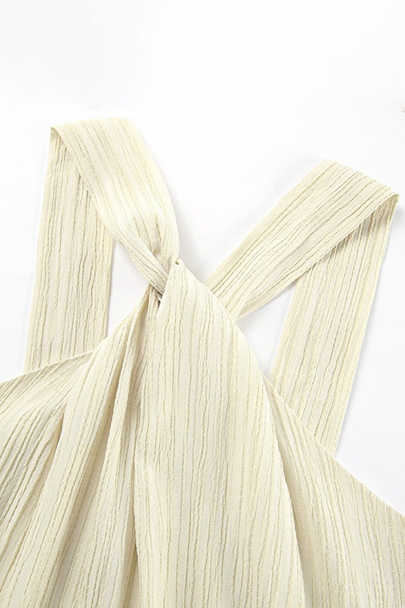 Women's Sleeveless Maxi Dress with Twist Neckline and Slit Hem