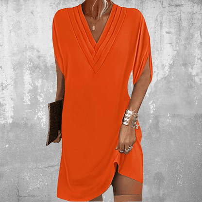 Women's Elegant Draped V-Neck Dress