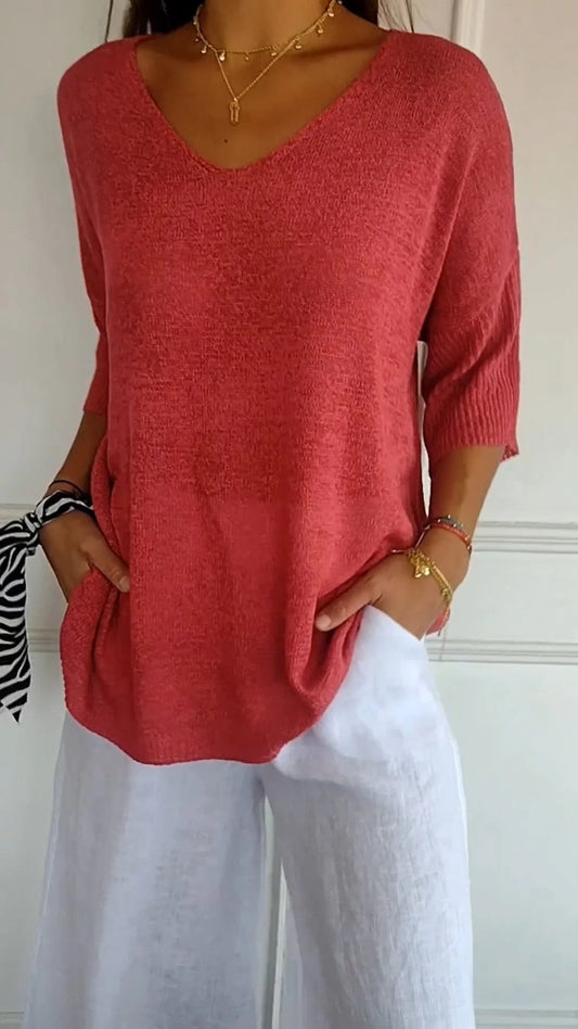 Women's V-Neck Relaxed Fit Top