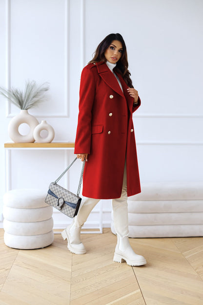 Women's Elegant Double-Breasted Winter 2-Piece Wool Trench Coat