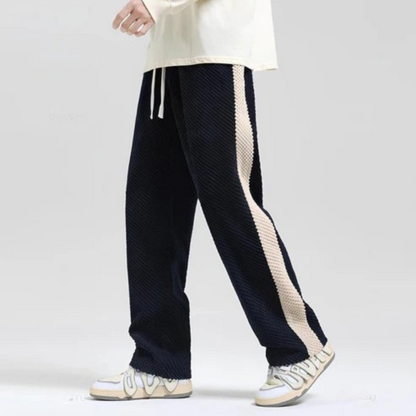 Men's Loose Fit Joggers Wide Leg Sweatpants with Side Stripe Design