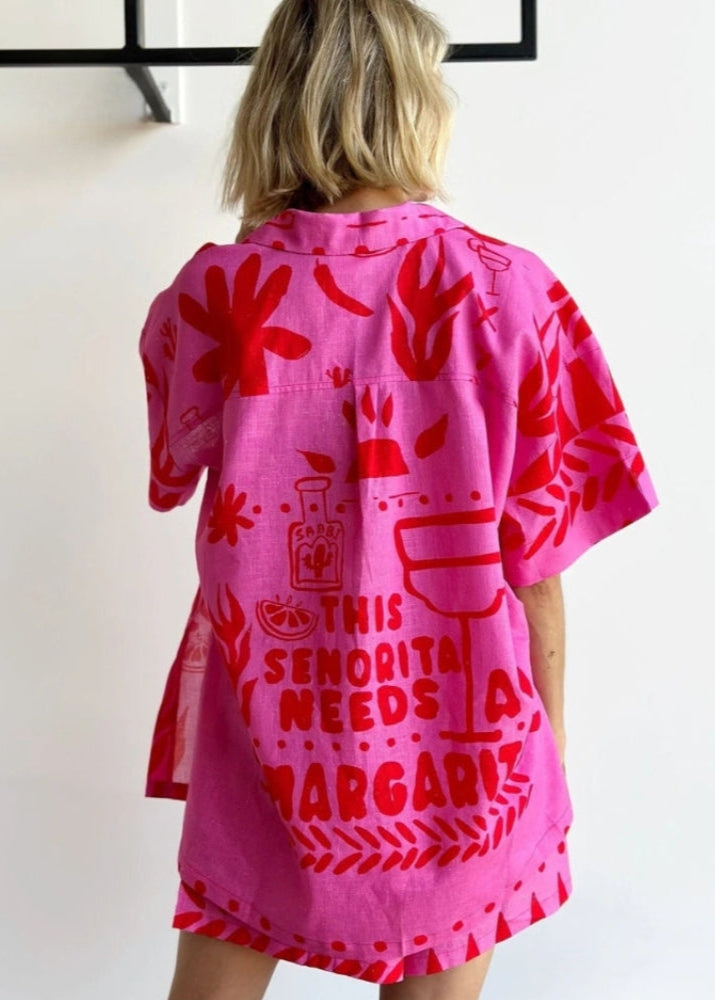 Women's Printed Two-Piece Shirt and Shorts Set for Summer