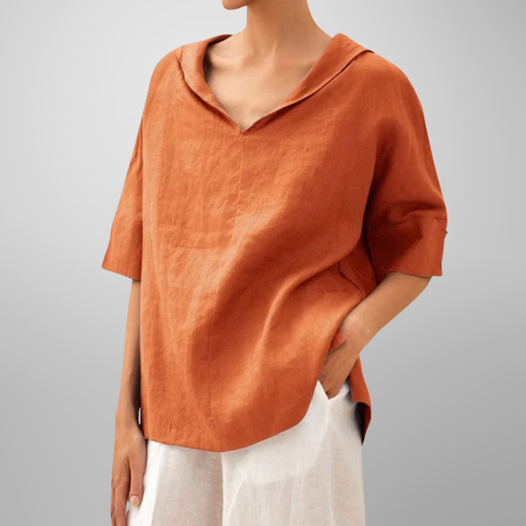 Women's V-Neck Blouse with Relaxed Fit