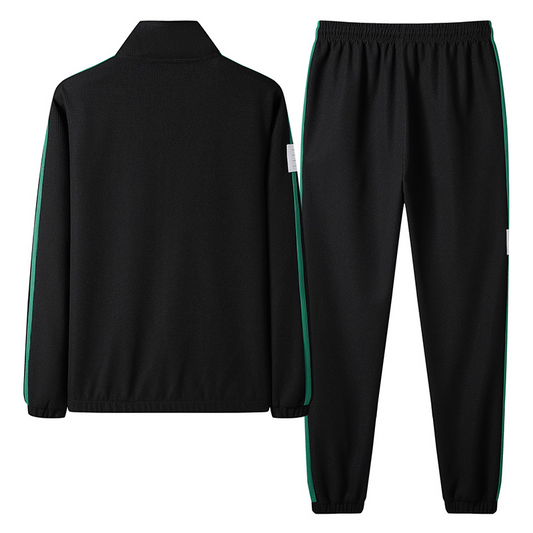 Men's Zip Up Tracksuit Two-piece with Stripe Jacket and Jogger Pants Set