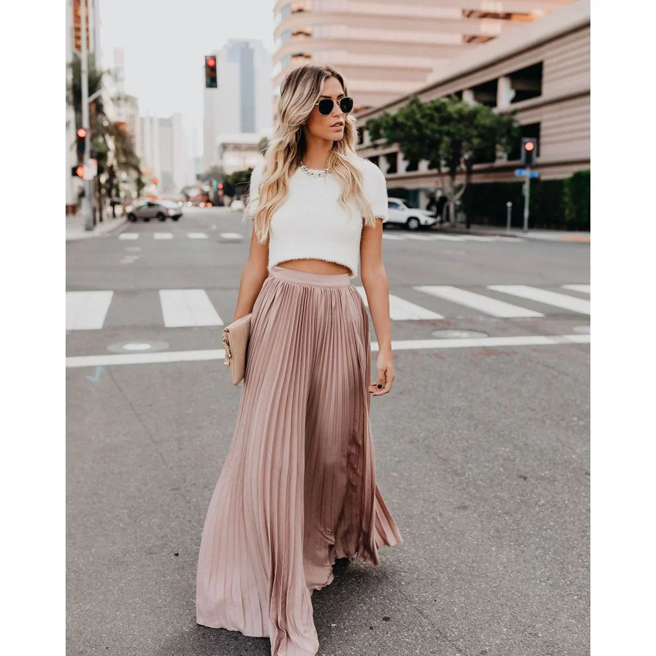 Women's Stylish Pleated Maxi Skirt