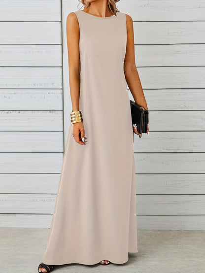 Women's Sleeveless Maxi Dress with Floor-Length Flow and Clean Lines