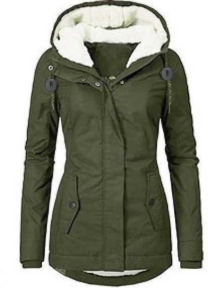 Women's Waterproof Rain Jacket with Hood and Extended Back Hem