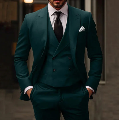 Men's Two-Piece Formal Suit Set with Tailored Blazer and Trousers