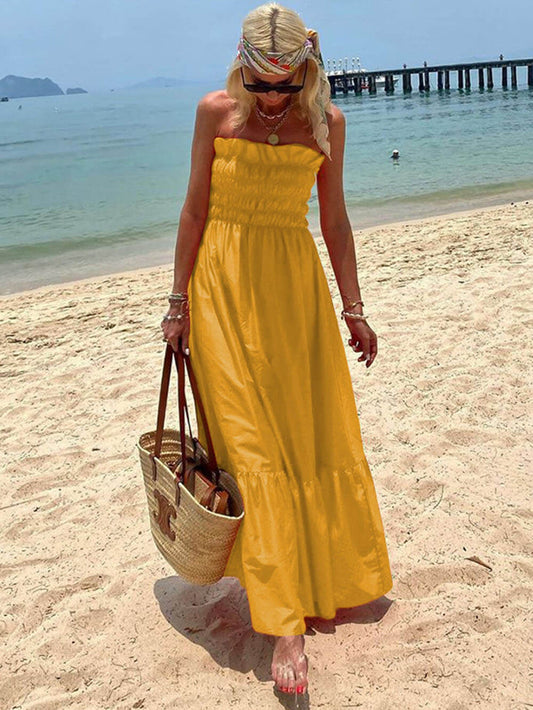 Women's Off-Shoulder Smocked Bust Maxi Dress