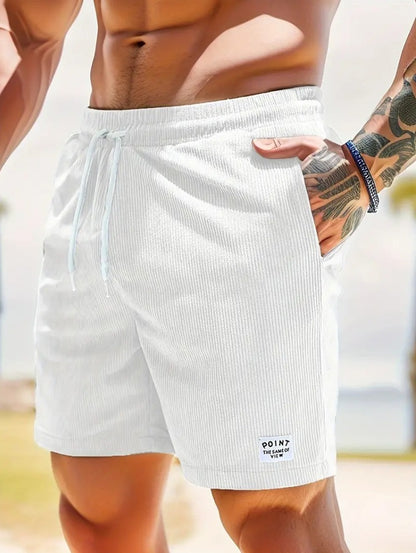 Men’s Corduroy Lace-Up Drawstring Shorts – Lightweight Summer Sports Shorts