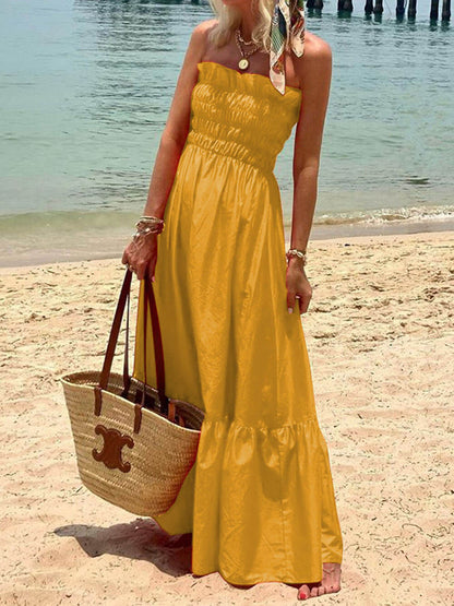 Women's Off-Shoulder Smocked Bust Maxi Dress