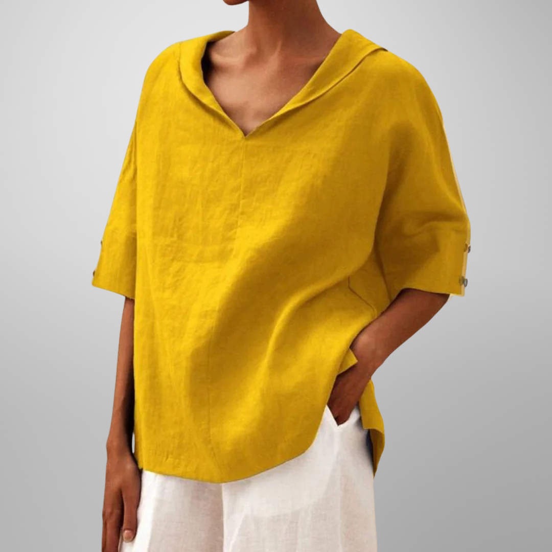 Women's V-Neck Blouse with Relaxed Fit