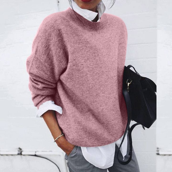 Women’s Round Neck Knit Jumper with Soft Fabric Relaxed Fit