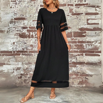 Elegant Maxi Dress with Mesh Sleeves for Women