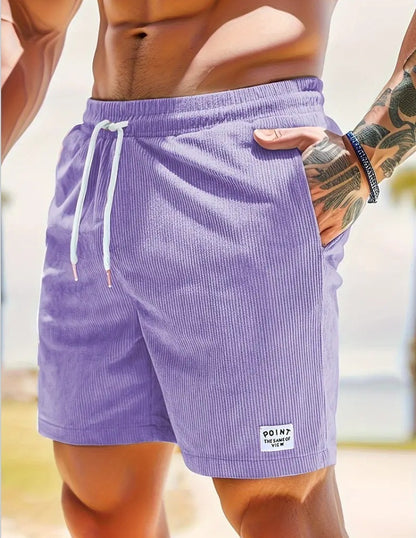 Men’s Corduroy Lace-Up Drawstring Shorts – Lightweight Summer Sports Shorts
