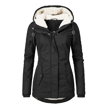 Women's Waterproof Rain Jacket with Hood and Extended Back Hem