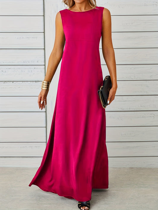 Women's Sleeveless Maxi Dress with Floor-Length Flow and Clean Lines